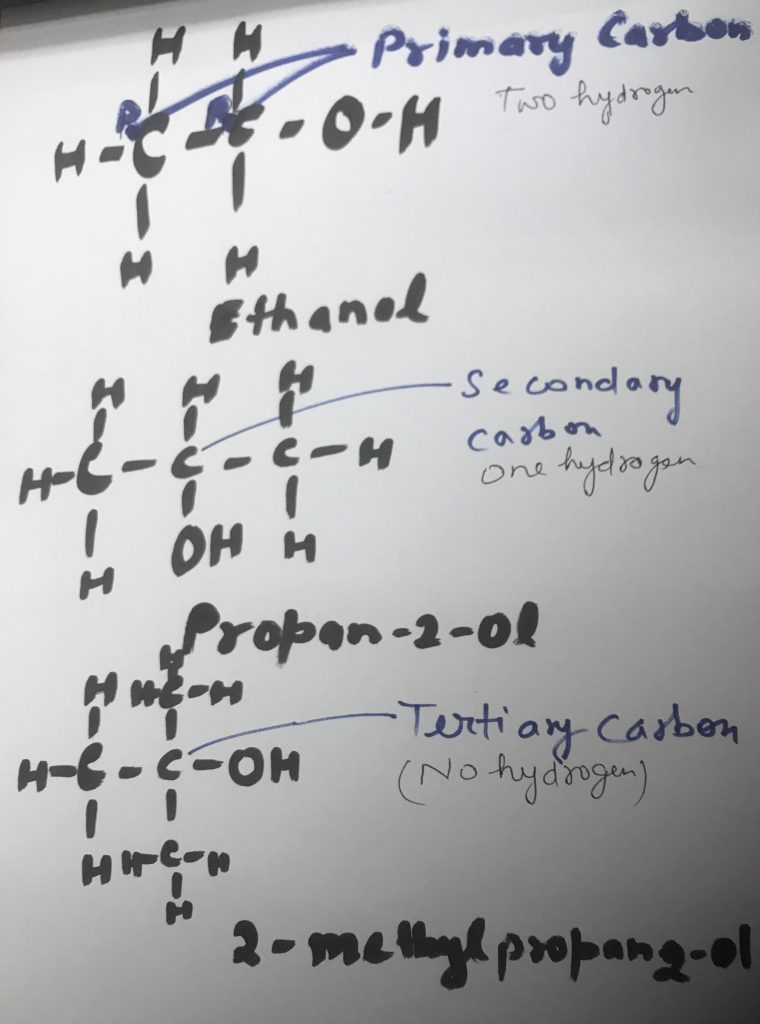 Primary, secondary, and tertiary Carbon atom
